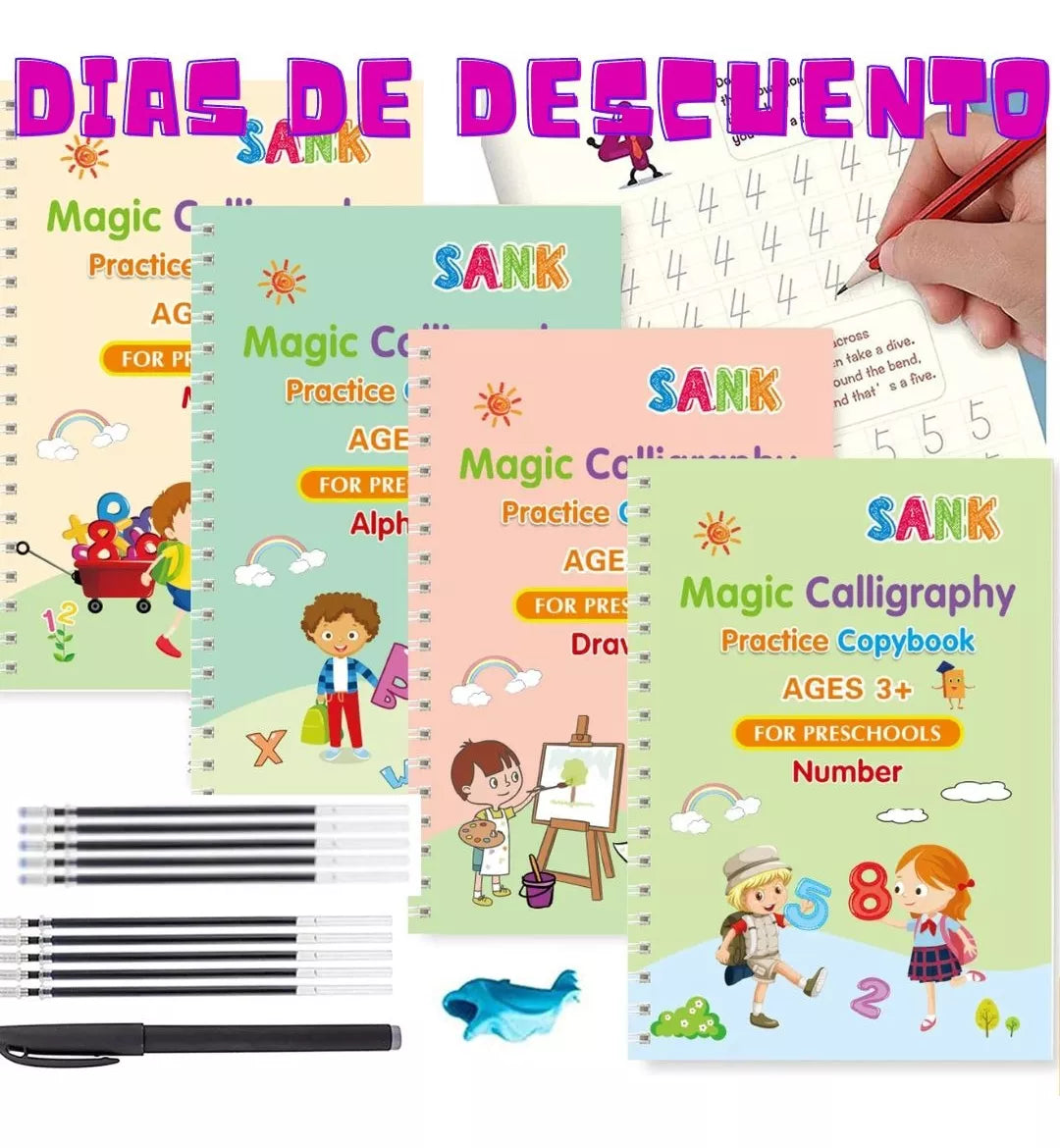 KIT  4 LIBROS DE CALIGRAFIA MONTESSORI